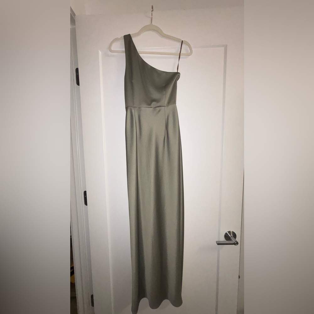 BHLDN One Shoulder Olive Dress - Picture 5 of 11